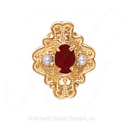 GS488 G/PL - 14 Karat Gold Slide with Garnet center and Pearl accents 